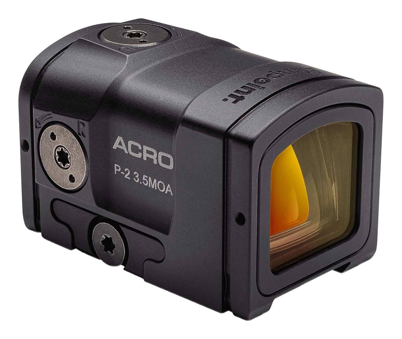 Viseur point rouge Aimpoint Acro P-2 de profil, fenêtre fermée et interface Acro intégrée
