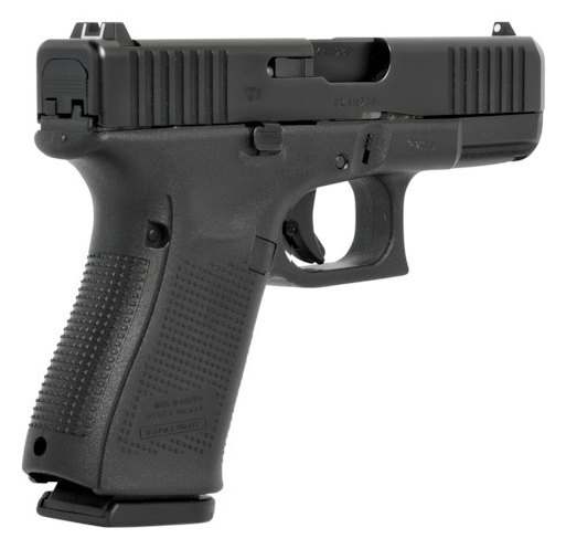 Glock 19 Gen5 seen from the rear three-quarter